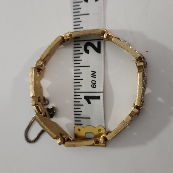 💎 Vintage Ledo Gold-Tone Rhinestone Link Bracelet